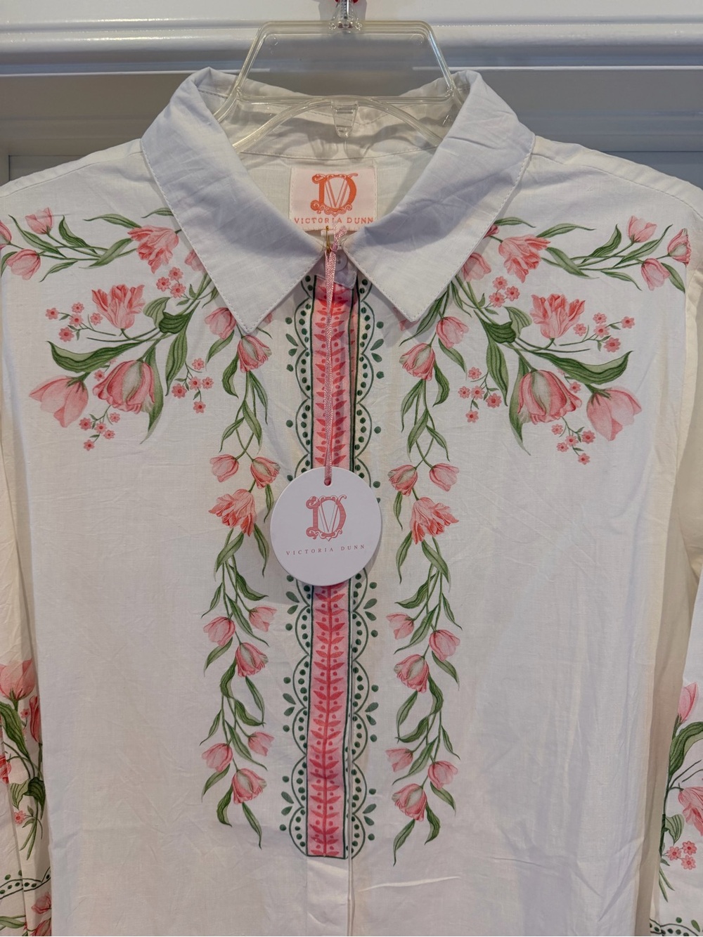 NWT Victoria Dunn White Floral Button-Down Dress - women’s size L